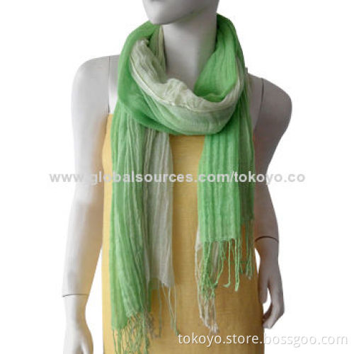Woven scarf with ombre effect, hand painting, made of linen, size of 180*70+8cm